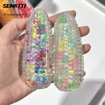 SEMATTI Ngọc trai tăng chậm, Đồ chơi ngọc trai dính siêu mềm đầy màu sắc dễ thương, Đồ chơi mô phỏng pha lê hình ngô Pop It cho đồ chơi trẻ em