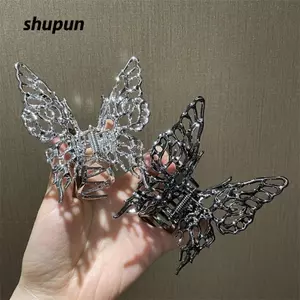 SHUPUN Kẹp Móng Vuốt Tóc Lớn, Kẹp Tóc Bướm Màu Đen / Mảnh Kim Loại, Thiết Kế Chữ Thập Thời Trang Thanh Lịch Vintage Hình Học Tóc Barrettes Nữ Phụ Kiện Tóc