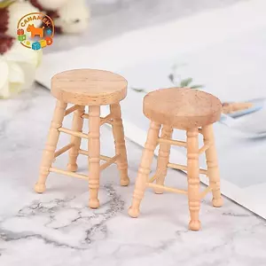 CANAMEK Nhà búp bê Thanh tròn bằng gỗ Phân cao Mô phỏng Đồ trang trí Mini Đồ chơi trẻ em CSF