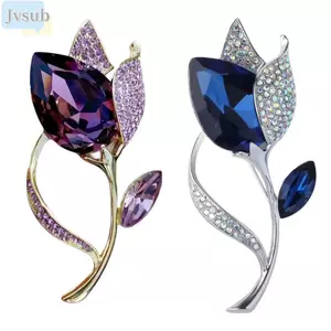 JVSUB Ve Áo Chân, Trâm Hoa Tulip Thanh Lịch Sang Trọng, Trang Sức Pha Lê Cổ Điển Quà Tặng Quần Áo Phù Hợp Với Phụ Kiện Cho Nữ