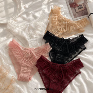 DONOVANQQ Quần Đùi Ren, Quần Lót Tam Giác Lưới Ruffle Edge Ngọt Ngào Eo Thấp Quần Lót Traceless Quần Lót Nữ