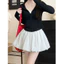 Nữ Mùa Hè Cao Cấp Chữ A Váy Mini Tích Hợp Quần Short Giảm Béo Xếp Ly Puff Hem Skort Cho Nhỏ Màu Hồng