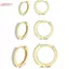 HFSHY 2 Cái / cặp Kim Loại Chịu Mòn Tối Giản Pha Lê Zirconia Vòng Bông Tai Vàng Màu Bạc Huggie Sụn Bông Tai Xuyên Trang Sức VN