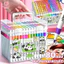 Màu Acrylic Marker 48/60/80 Màu Cao Cấp Bộ Vẽ Tranh Học Sinh Ngòi Brush An Toàn Cho Bé Màu Sáng Rực
