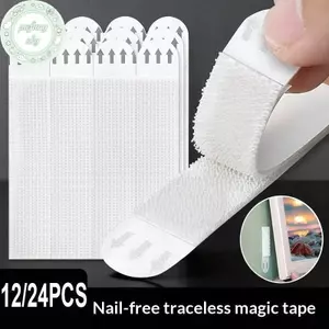 PUSKY 12 / 24 Bộ Hai Mặt Hình Treo Dải Dính Móc Vòng Băng Để Gắn Khung Ảnh Cố Định DIY Trang Trí Tường Stiers VN
