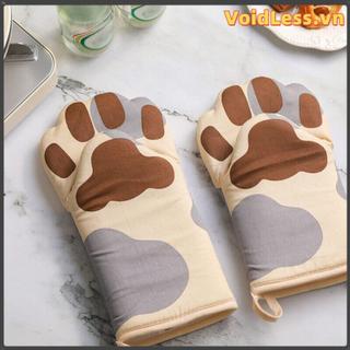 Găng tay lò nướng bánh VOIDLESS, Găng tay lò nướng chân mèo bảo vệ nhiệt bằng vải Cotton, Găng tay cách nhiệt lò vi sóng màu xám chống bỏng