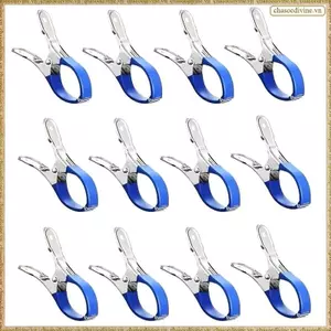 Kẹp che bể bơi hạng nặng chống gió mùa xuân- 12 chiếc bằng thép không gỉ có tay cầm bằng nhựa màu xanh