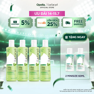 Bộ 4 chai Dung Dịch Vệ Sinh Phụ Nữ Lactacyd Odor Fresh Ngăn Mùi 24H 250ml/chai
