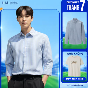 Áo Sơ Mi Nam Dài Tay HLA –Thiết Kế Phối Sọc Nổi Bật, Vải Mềm Mịn Thoáng Khí & Trẻ Trung