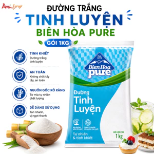 Đường Trắng Tinh Luyện Biên Hòa Pure Gói 1kg, Vị Ngọt Thanh Khiết Từ Mía Tự Nhiên