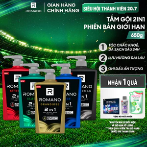 Tắm gội cho nam 2 trong 1 hương Nước hoa nam Romano 2in1 650g/chai