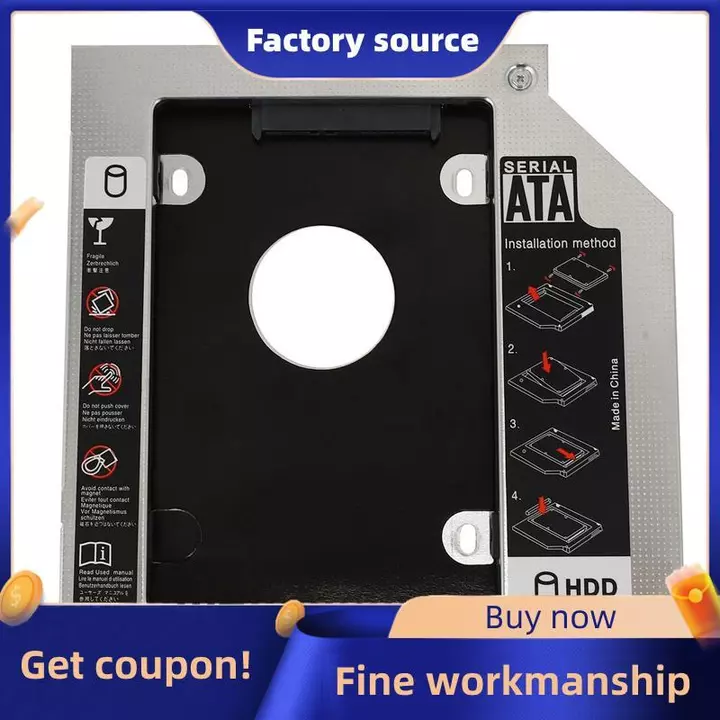 Khay đựng ổ cứng 9,5mm Universal SATA 2nd HDD HD SSD Vỏ ổ cứng Khay đựng ổ cứng, dành cho khe cắm ổ đĩa CD / DVD-ROM Laptop 9,5mm (dành cho SSD và HDD) Đáng tin cậy