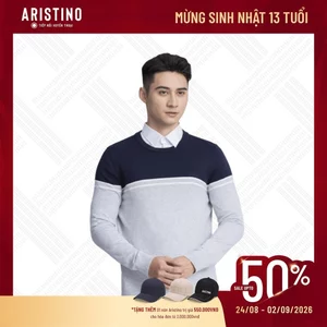 Áo len nam Aristino dáng regular fit suông vừa, màu sắc nam tính phối hai màu thời trang AWO007W3