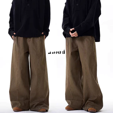 Nam Quần Jeans Rời Jnco Quần Rời Quần Maong Quần Nâu / Đen Quần Nam Retro Dạo Phố Quần Sàn Mỹ Phong Cách Retro Quần Nam Quần Thường Ngày