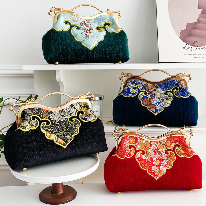 Túi xách nữ phong cách Trung Quốc Túi đeo chéo Sườn xám Túi sàn catwalk Túi ăn tối Túi xách nữ phong cách Trung Quốc Túi xách Túi vàng Túi đeo vai Túi đeo chéo