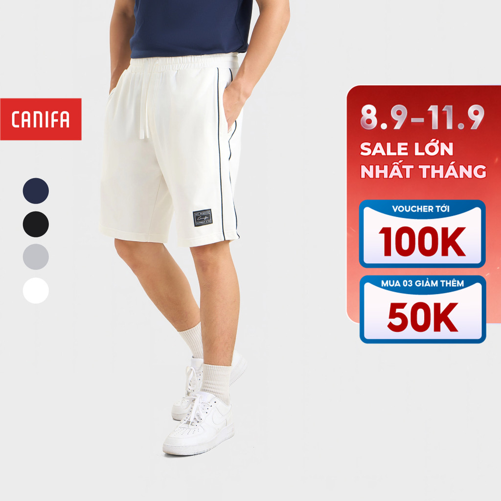 Quần short nam CANIFA cạp chun phối line thể thao năng động 8BS26S021