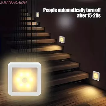 Đèn ngủ LED thông minh JUNYFASHION, Cảm biến chuyển động cảm biến tiết kiệm năng lượng Đèn ngủ, Đèn gia đình Đèn LED treo tường tự động Đèn cảm biến chuyển động PIR Hành lang