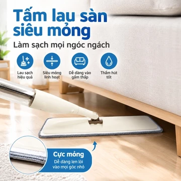 Cây lau nhà phun nước Cây lau nhà bằng gỗ phẳng không cần rửa tay Cây lau sàn xoay Lười lau nhà nhà có chức năng đa năng Cây lau nhà / Bàn chải lau nhà chà sàn