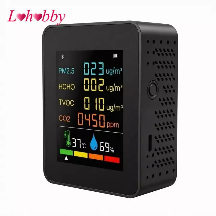 Cảm biến chất lượng không khí Six6-in-1 Đa chức năng PM2.5 Formaldehyde TVOC CO2 Máy đo CO2 Cảm biến CO2 Máy đo chỉ số chất lượng không khí trong nhà