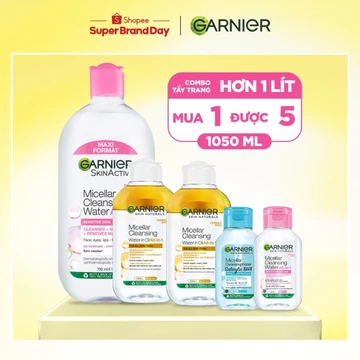Bộ 1 LÍT Nước Tẩy Trang làm sạch sâu dịu nhẹ cho mọi loại da- Garnier Micellar Cleansing Water