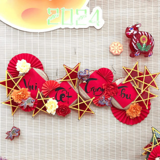 Combo 10 Đèn lồng trung thu ngôi sao truyền thống, lồng đèn ông sao 2 size 25cm, 40cm trang trí trung thu, decor nhà cửa