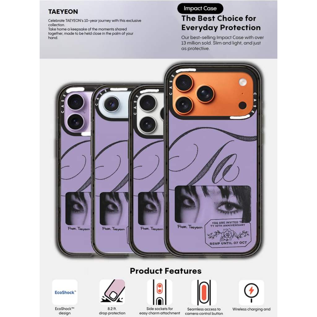 CASECASE X TAEYEON RSVP Ốp Lưng Cạnh Đen Trong Suốt Cứng Hút Từ Tính Tác Động Cho Apple IPhone 12 13 14 15 16 17 Pro Max Air Plus Có Hộp