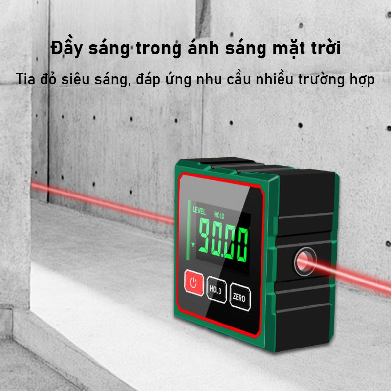 máy đo góc laser kép hiển thị số liệu - có từ hút trên 4 mặt, nhỏ gọn tiện lợi dễ mang