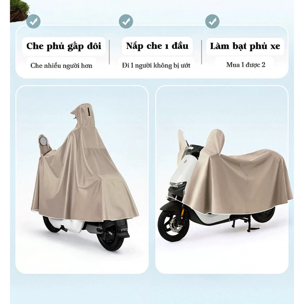 Áo Mưa Choàng 2 Đầu Fashion, Chất Liệu PVC Siêu Bền, Áo Mưa Đi Xe Máy Trùm Gương, Chống Thấm Tốt, Chống Dính Và Không Mù