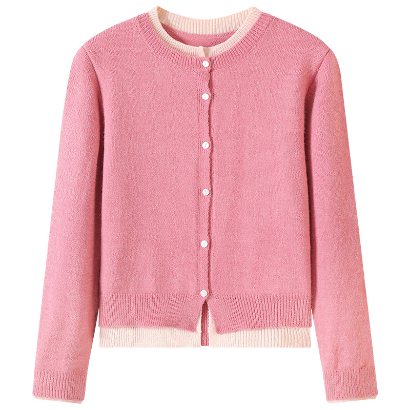 Cardigan nữ màu xám dệt kim, thiết kế lười, phù hợp làm áo len ngoài
