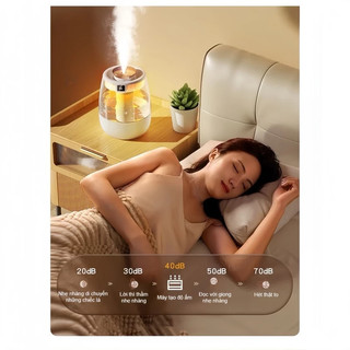 【BabyJoy】máy tạo ẩm không khí phun kép,Đèn ngủ tạo độ ẩm phun sương mini,Hoạt động siêu êm,An toàn cho mẹ bầu & em bé