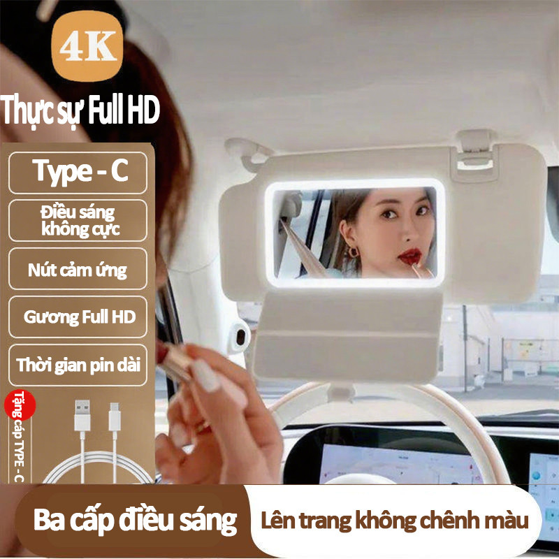 Gương Trang Điểm Ô Tô LED – Gắn Tấm Che Nắng, Cảm Ứng Điều Chỉnh Ánh Sáng, Phụ Kiện Nội Thất Sang Trọng