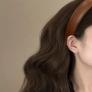 Băng đô cao cấp bằng da Burgundy phong cách Retro mùa thu đông