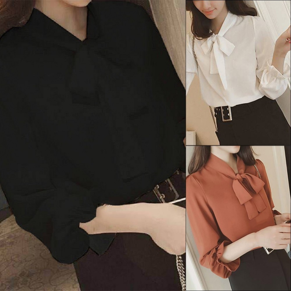 Áo Nữ Cổ Tròn Áo Sơ Mi Công Sở Nhẹ Co Giãn Màu Trơn Xuân Hè