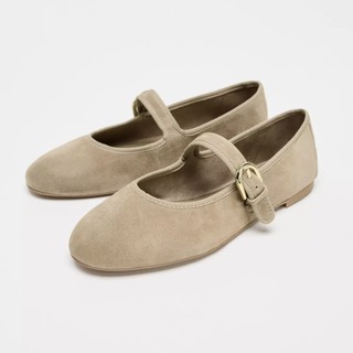 ZAR Pháp Retro Flat Mary Jane Giày Nữ Dây Đeo Bằng Miệng Nông Đế Mềm Giày Ba Lê Size Lớn Giày Nữ Xuyên Biên Giới