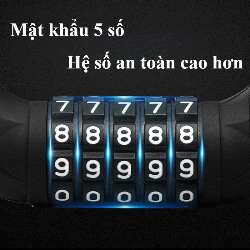 Khóa dây xe đạp xe máy chống trộm, khóa mật mã 4-5 số an toàn, chống rỉ sét tiện lợi ngoài trời