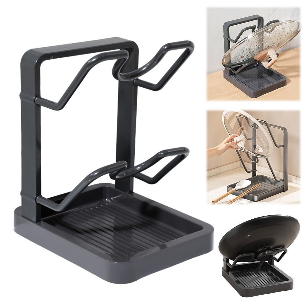 [Vận chuyển nhanh] Dụng cụ sắp xếp nắp nồi SIMPLEAID, Giá đỡ nắp nồi dung tích lớn, Giá đựng đồ nhà bếp hai lớp chống trượt bền bỉ để lưu trữ quầy hiệu quả dễ dàng