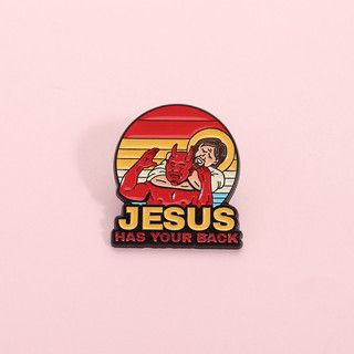 Trâm Huy Hiệu Kim Loại Màu Tối Cho Balo và Quần Áo - Thiết Kế Hài Hước Phù Hợp Jesus Có Lưng Của Bạn