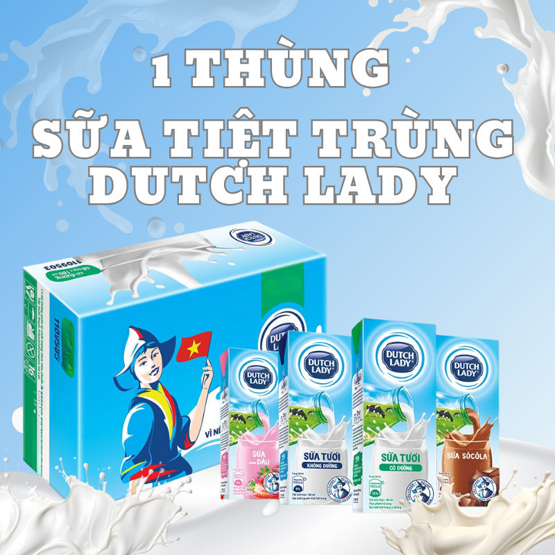[ Sỉ Thùng ] Sữa tiệt trùng Dutch Lady Cô Gái Hà Lan Đủ Vị 180ml Thơm Ngon Bổ Dưỡng Cho Bé
