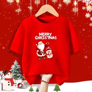 Trẻ Em Giáng Sinh Người Tuyết Và Ông Già Noel In Hình Áo Thun Dễ Thương Lễ Hội Tay Ngắn Ngày Lễ Quà Tặng Top