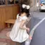 Váy trắng nữ mùa hè Phong cách mới Phiên bản Hàn Quốc Váy ngắn ren cổ vuông ngọt ngào hở lưng