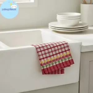 Pufangbliss Thanh Lịch Đỏ Xanh Kẻ Sọc Khăn Ăn Vải Ins Phong Cách Để Chụp Ảnh Thực Phẩm Cài Đặt Bàn VN