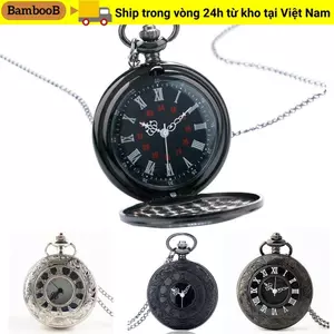 Đồng hồ BAMBOOB Fob lật với vòng cổ Vintage Steampunk
