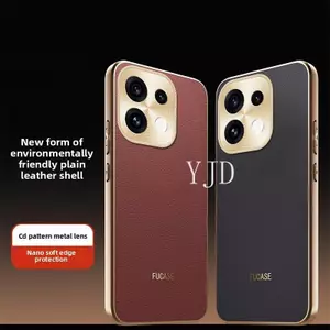 Ốp YJD Cho OPPO Reno16 Pro Khung Kim Loại Họa Tiết CD Da Mới Không Chiếm Vân Tay Vỏ Điện Thoại Chống Rơi