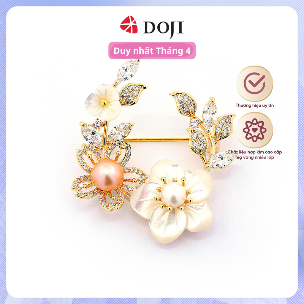 Trâm Cài Áo Hình Hoa Xuân Đính Đá Cao Cấp - DOJI