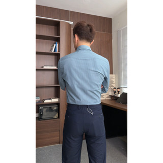[HỎA TỐC 4H] Áo Sơ Mi Nam HLA Dài Tay Công Sở Màu Xanh Sọc Trắng, Vải Jacquard, Đứng Form, Giảm Nhăn