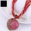 Một thế giới| Vòng cổ mặt dây chuyền hình con công tròn giả Opal dành cho nữ Bohemian
