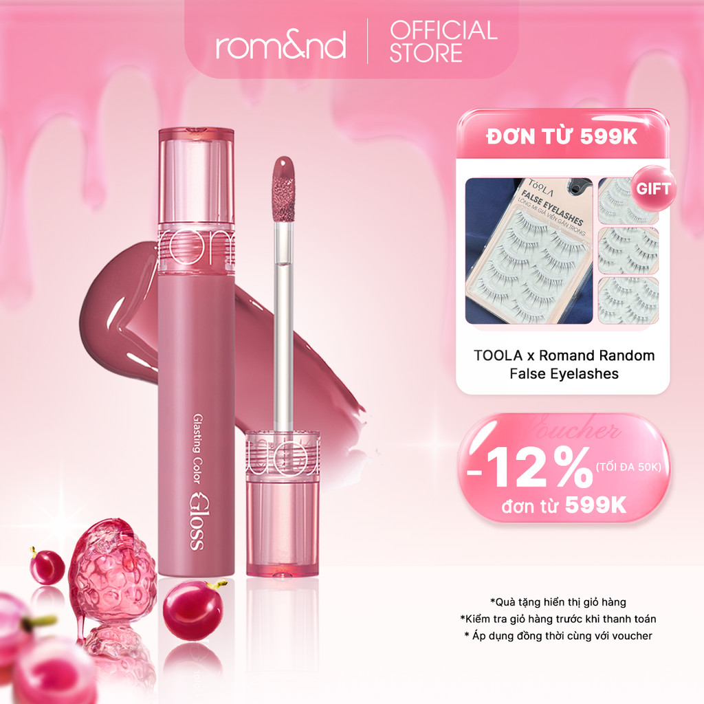 [Rom&nd x KOL] Son tint bóng căng mọng Romand Glasting Color Gloss 4g