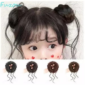 FUZOU Trẻ Em Xộn Tóc Bun, Dây Buộc Tóc Co Giãn Tổng Hợp Scrunchies, Ngọt Ngào Lông Tơ Trang Trí Tự Nhiên Miếng Tóc Giả Cho Trẻ Em