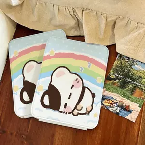 Gương Gấp Trang Điểm Cầu Vồng Pastel Đốm Nâu Gương Mini Để Bàn Đẹp