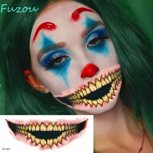 FUJI Halloween Kinh Dị Hình Xăm Dán, Zombie Chống Thấm Nước Miệng Lớn Miếng Dán Mặt, Tatouage Dùng Một Lần Temporaire Giả Tatto Đẫm Máu Trang Điểm Scar Dự Tiệc Cung Cấp